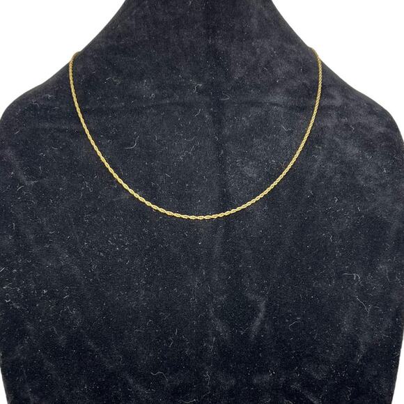 Delicate Gold Tone Chain Necklace Simple Minimalist Rope Twist Long 24 inch - Picture 2 of 12